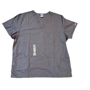 Cherokee  Workwear Men’s Short Sleeve  Scrub Top With Pockets - XL - Charcoal